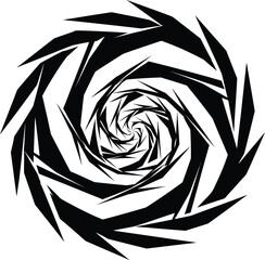 Abstract circular black and white hypnotic geometric spiral motion graphic element, modern vortex optical illusion background vector illustration.