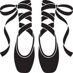 Ballet Pointe Shoes Silhouette Minimalist Icon Vector Illustration