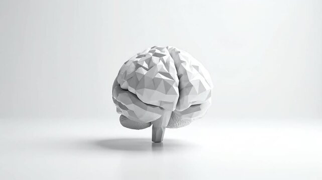 3D Rendered White Brain on White Background.