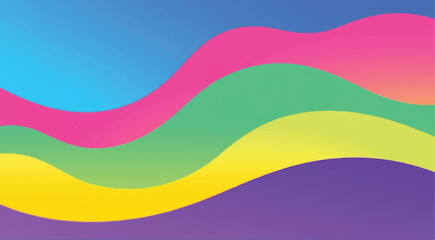 Vibrant rainbow wave abstract background with bright colorful stripes. Wavy background. 