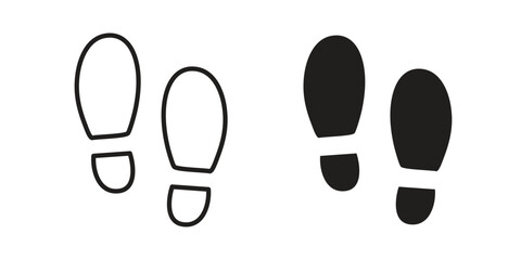 Footprint icon vector with glyph style. Stroke liner icons