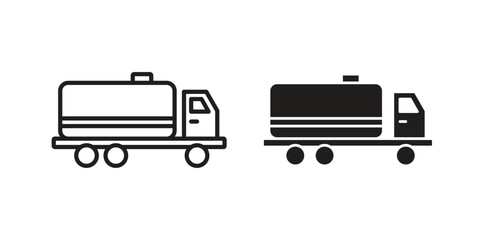Fuel truck icon vector with glyph style. Stroke liner icons