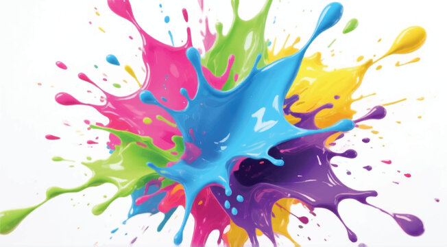 Colorful paint splash isolated on white background. Abstract colorful splash. Colorful paint explosion, illustration.