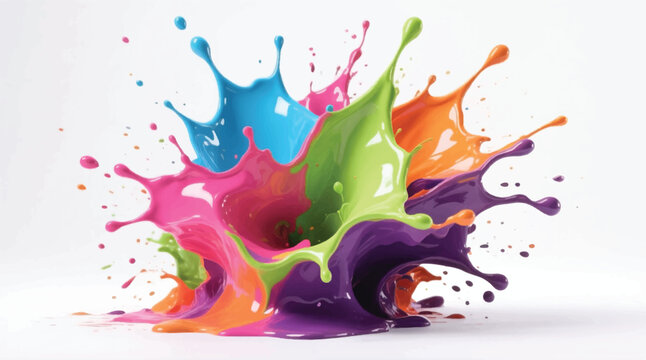 Colorful paint splash isolated on white background. Abstract colorful splash. Colorful paint explosion, illustration.