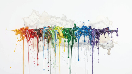 Rainbow paint drips. Abstract colorful art background with bold color splash and dripping texture.