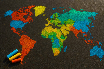 Chalk Drawn Jamaica Map on Asphalt
