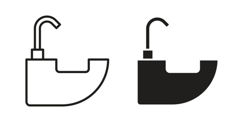 Fototapeta premium Hair washer sink icon vector with glyph style. Stroke liner icons