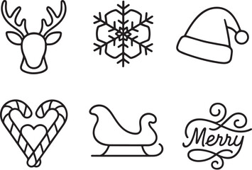 Minimalist Christmas Car Window Stickers Black and White Vector Illustration.eps
