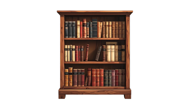 Bookshelf brimming with old books on wooden shelves - Powered by Adobe