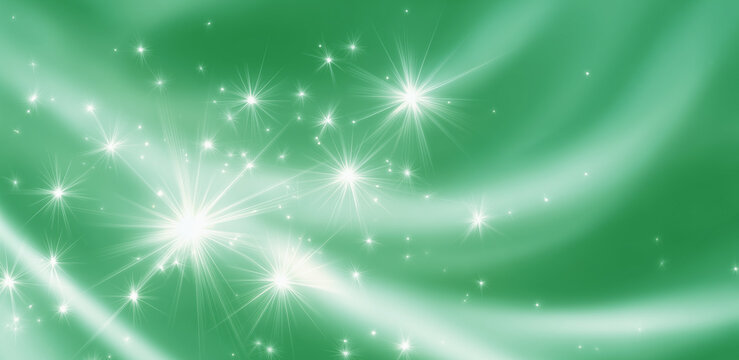 Green background with silver glow stars