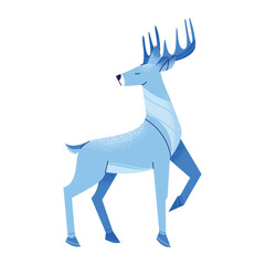 Vector illustration of blue textured reindeer. Modern flat design for Christmas projects, winter decorations, festive cards, holiday design templates. Great for vector art collections