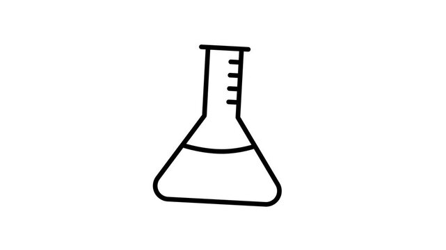 Animated erlenmeyer flask icon swaying on white background