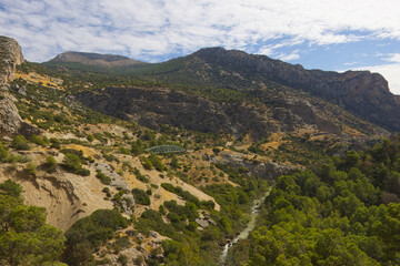 El Caminito del Rey is a walkway pinned along the steep walls of a narrow gorge in El Chorro, near Ardales in the province of Málaga, 