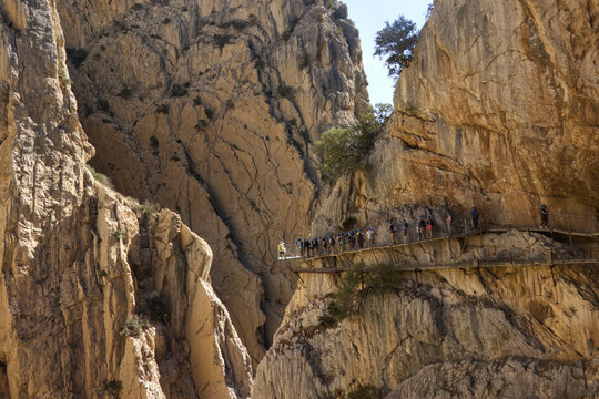 El Caminito del Rey is a walkway pinned along the steep walls of a narrow gorge in El Chorro, near Ardales in the province of M&aacute;laga, 