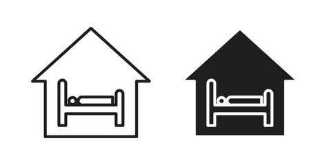 Lodge icon vector with glyph style. Stroke liner icons