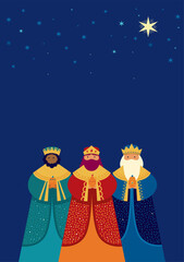 Three Wise Men and the Star of Bethlehem poster design for Epiphany celebration