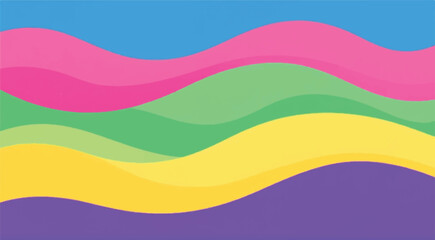 Vibrant rainbow wave abstract background with bright colorful stripes. Wavy background. 