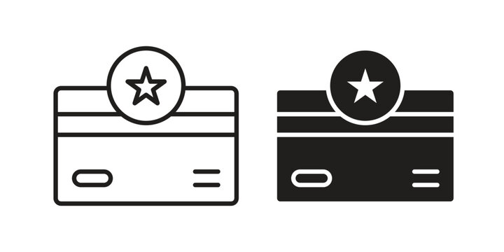 Loyalty card icon vector with glyph style. Stroke liner icons