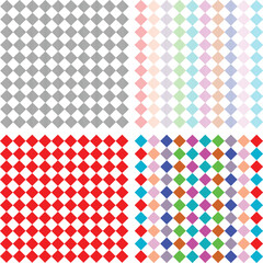 Diamond checks, color grid, monochrome red pastel rainbow, geometric retro seamless pattern vector illustration, playful abstract symmetrical design.