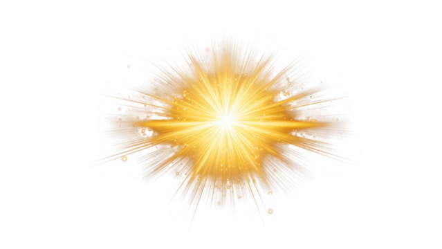 Golden starburst with radiating light and soft edges, created AI, PNG - Powered by Adobe