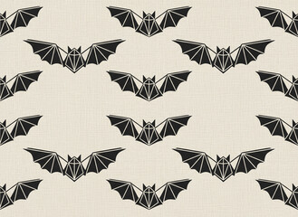 Minimal Geometric Bat Pattern on Soft Beige Background—Modern Halloween Design