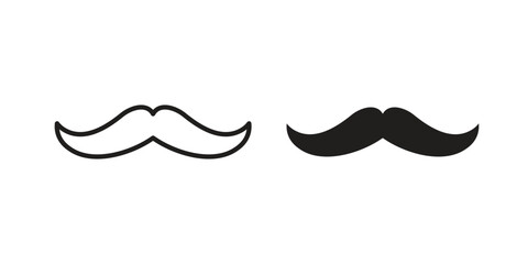 Moustache icon vector with glyph style. Stroke liner icons