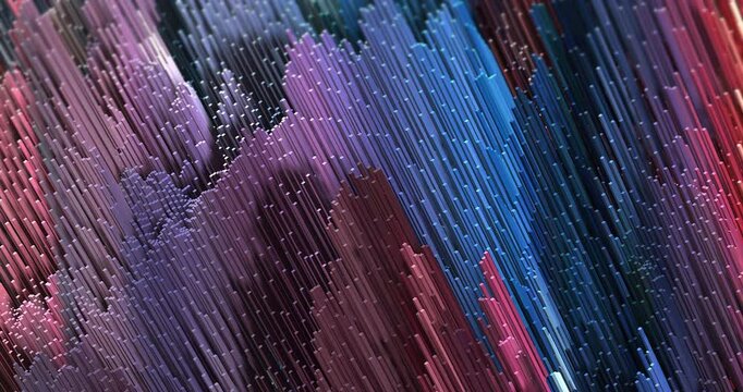 Moving voxel terrain background for technology animation. Abstract 3D background animation.