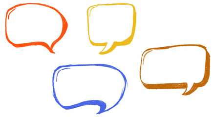 Large Speech Bubbles Crayon Chalk Drawing Doodle Vector Set