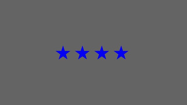 Glowing four stars icon showing customer satisfaction with excellent service, client feedback interaction with alpha channel transparent gray background.