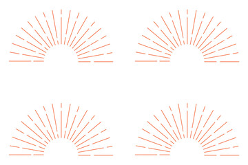 Collection of hand drawn sunburst and sunrise icons in various styles and patterns