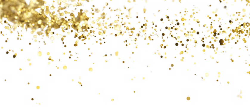 Golden sparkles on a white background, created AI, PNG