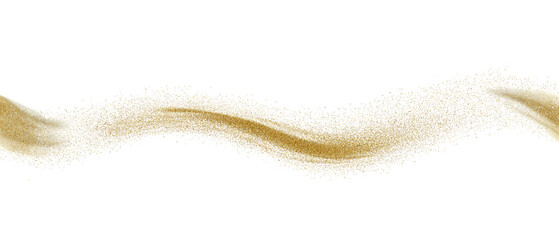 Golden glitter creates a flowing effect against white, created AI, PNG