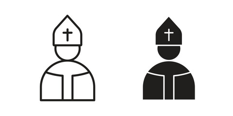 Pope icon vector with glyph style. Stroke liner icons