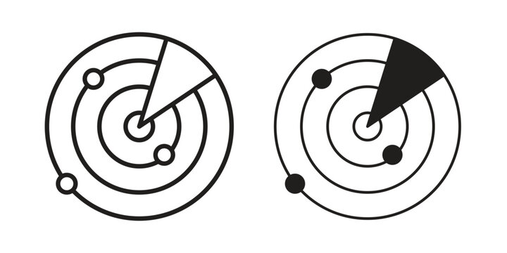 Radar icon vector with glyph style. Stroke liner icons