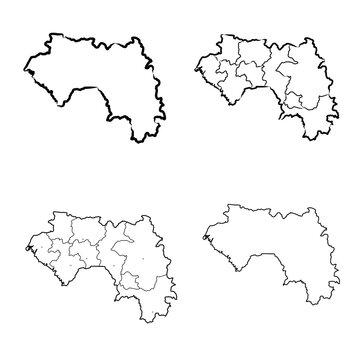 Guinea country simplified map. pencil sketch