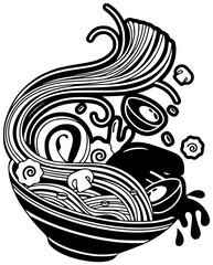 bowl illustration meal silhouette lunch logo cuisine icon food outline delicious noodle dinner asian chinese restaurant japanese soup cooking shape adults vector graphic background