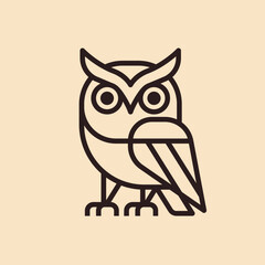 Owl Logo Template - Minimalist Modern Icon of Wisdom and Knowledge
