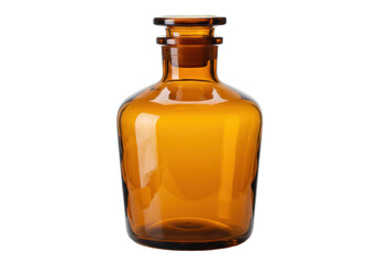 Isolated amber apothecary bottle with glass stopper, vintage-style decorative item
