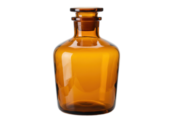 Isolated amber apothecary bottle with glass stopper, vintage-style decorative item