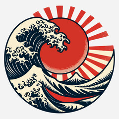 Abstract japanese ocean waves design art