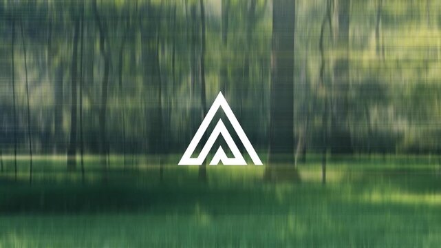 Nature & Technology Merge: Abstract A-Shape Logo Reveal in Green Forest (Motion Background)
