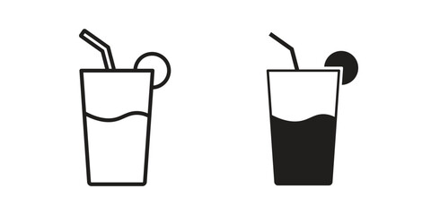 Smoothies icon vector with glyph style. Stroke liner icons