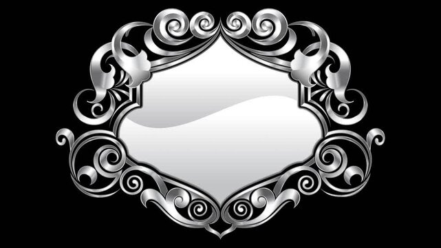 silver shining frame shield design motion graphic collection with alpha channel