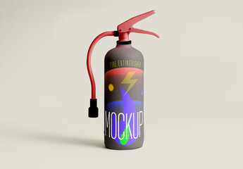Fire Extinguisher Mockup with Hose &ndash; Realistic Safety Equipment Branding Template