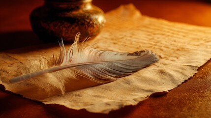 Ancient Writing Tools on Vintage Parchment