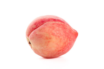 Fototapeta premium Fresh Ripe Peach Isolated on White Background - Healthy Organic Fruit