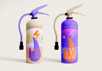 Fire Extinguisher Mockup Set &ndash; 2 Realistic Variants for Safety Branding Design