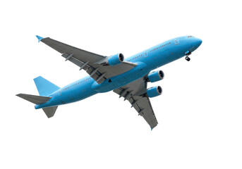 Isolated Airplane Flying Upward at an Angle Showing the Underside of the Aircraft