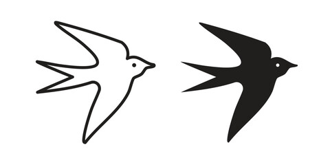 Swallow icon vector with glyph style. Stroke liner icons