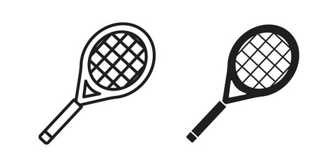 Tennis racket icon vector with glyph style. Stroke liner icons